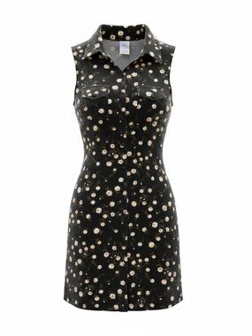 No Boundaries Black Sleeveless Daisy Shirt Dress